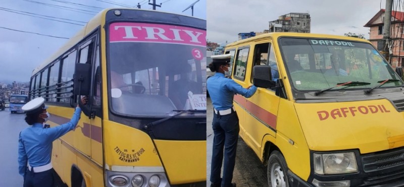 विद्यार्थी बोक्ने बसका चालक बिहान-बिहानै मापसेमा